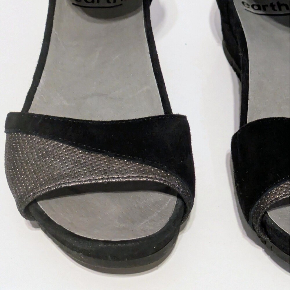 Earth Ficus Sagittarius Ankle Strap Back Comfort Sandal Pewter Suede Women Sz 7M - Picture 5 of 8
